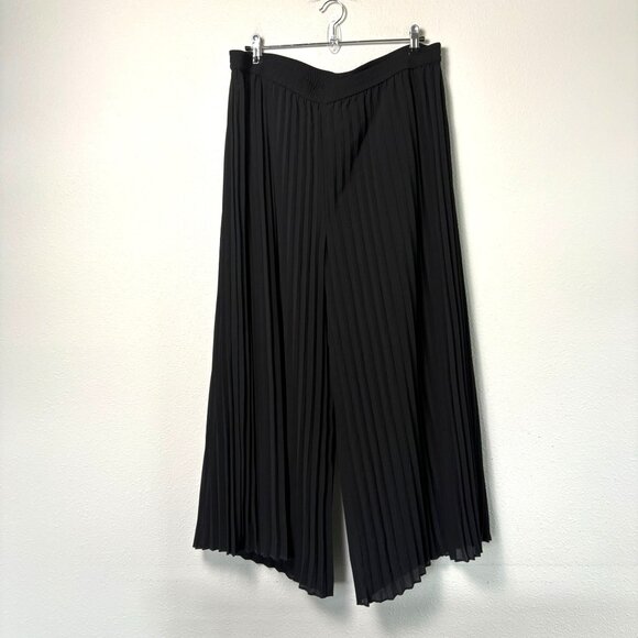 Chico's Pants - Chicos Accordion Pleat Wide Leg Pants Size 3.5 US XL 18 Black Pull On Palazzo